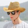 Men's Women's Straw Hat Summer Floppy Packable Panama Fedora Beach Sun Hat UPF 50+ Roll Up Foldable Large Brim Sun Protection Newsboy Travel Fishing Cap with Adjustable Chin Strap (Khaki)