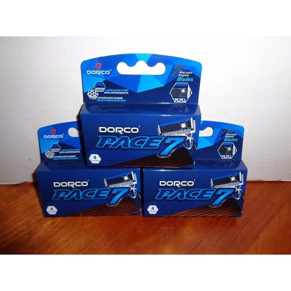 Lot 3-4 Pack Dorco Pace 7 Razor Cartridges For Men w/7 Precision Blades 12 Total