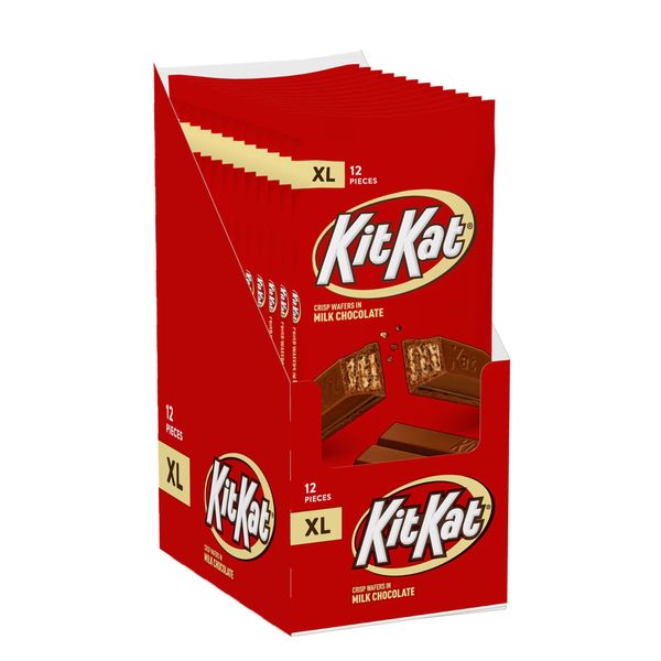 KIT KAT Milk Chocolate Wafer XL, Candy Bars, 4.5 oz (12 Count, 12 Pieces)