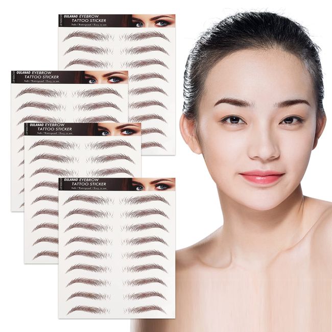 Eyebrow Tattoo Stickers, Natural Hair Eyebrow Stickers, Tattoos, Durable, Eyebrow Tattoos, Eyebrow Stickers, Waterproof, Excellent [72 Sheets] (Brown 01)