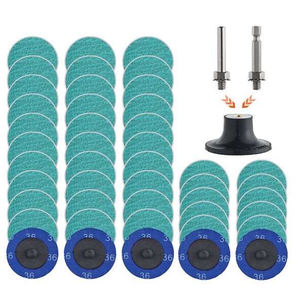 Tshya Quick Change Grinding Disc, 40 Pcs 36Grit 2 inch Roll Lock Sanding Discs,Green Zirconia Coated Disc for Surface Prep 01397 (Green 36 Grit)