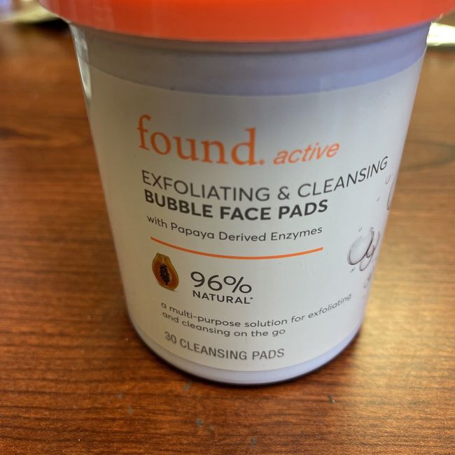 Found Active Exfoiliating & Cleansing w/Papaya Bubble Face Pads 30ct