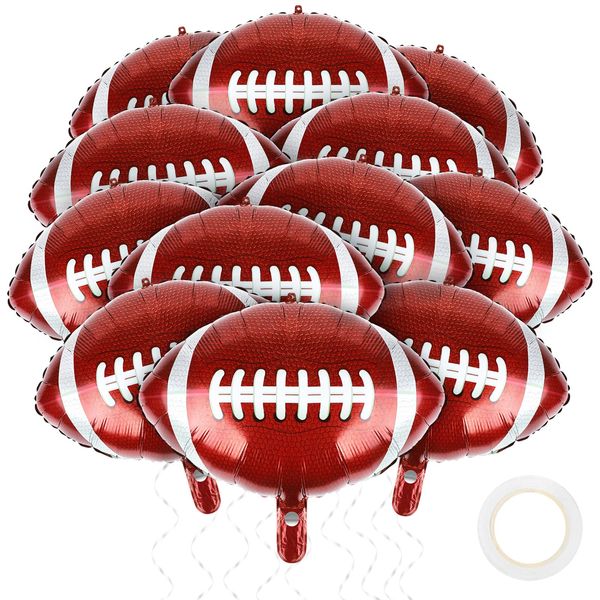 durony 12 Pieces 18 inches Football Balloons Football Themed Party Decorations Foil Mylar Rugby Ball Balloons for Birthday Sports Graduation Party