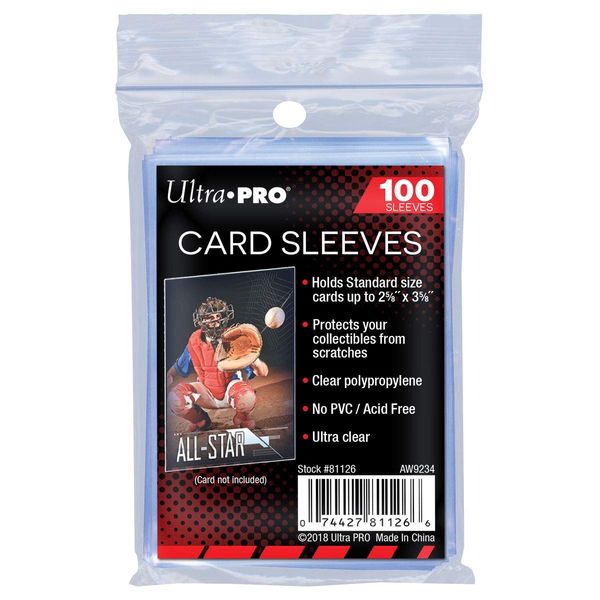 Ultra Pro Soft Card Sleeves 2-5/8" X 3-5/8", Ultra Clear, Paper (100Count)