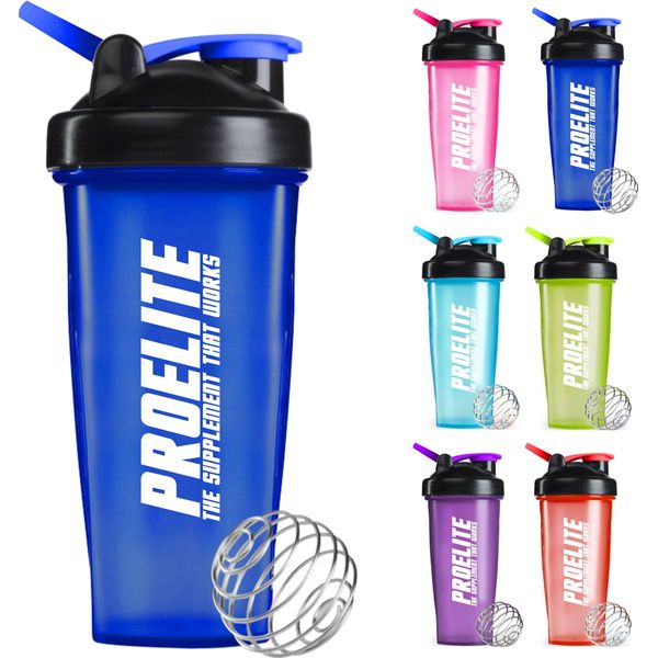 PROELITE Protein Shaker Water Bottle 600ml to 700ml Unisex Mixball Water Diet Shake Mixer Cup 4 Whey Protein Creatine BCAA Weight Gainer (Pink)