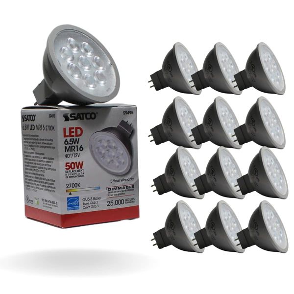 Satco S9495 6.5MR16/LED/40'/27K/12V LED Light Bulb 6.5 W 120 V 2700K Warm White Light 12 Pack