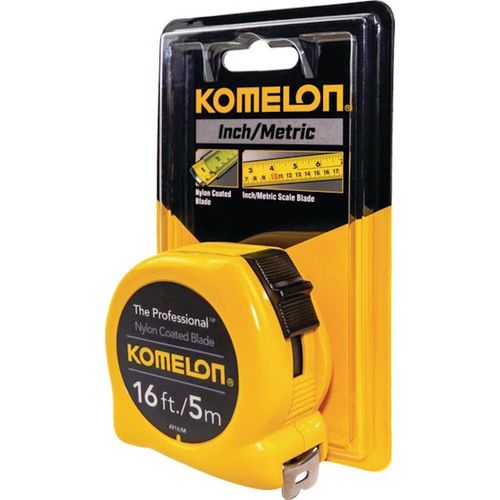 Komelon 4916IM The Professional 16-Foot Inch/Metric Scale Power Tape, Yellow - 4 Pack