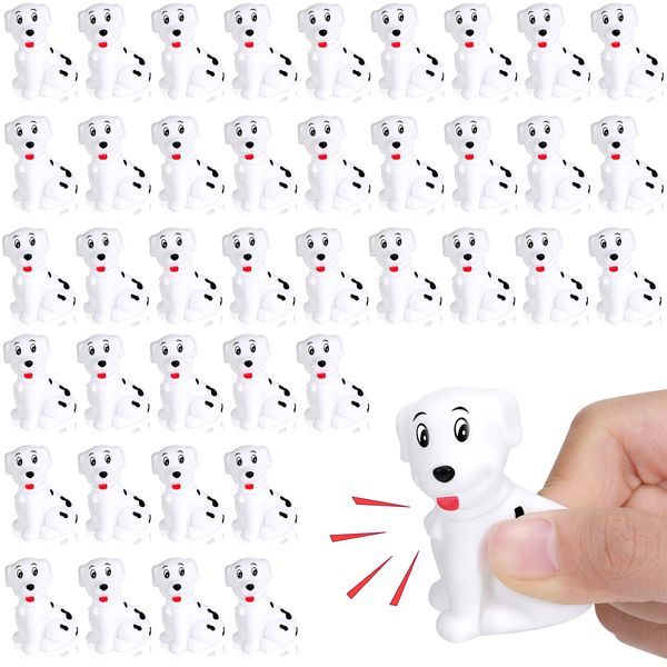 Poen Rubber Dalmatian Dog Bath Toys Bulk Mini Dalmatian Figures Float Squeaky Toys for Baby Shower Birthday Party Cake Decoration 100th Day of School Gift, 2.2 x 1.6 x 1.3 Inches(50 Pcs)