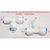 2peces. 1/4"  3-WAY UNION TEE PUSH QUICK CONNECT RO REVERSE OSMOSIS WATER FILTER