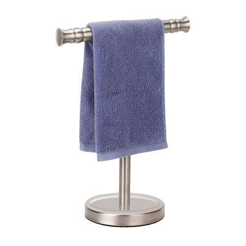 Hand Towel Holder Stand for Bathroom Vanity Countertop SUS304 Stainless Steel T-Shape Free Standing Towel Rack Stand Towel Bar for Bathroom Kitchen (Brushed Nickel)