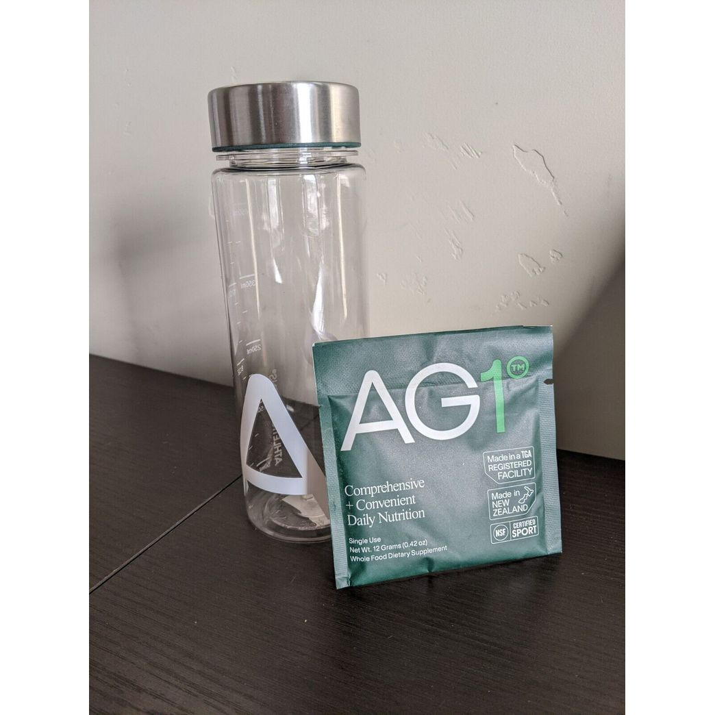 NEW AG1 Athletic Greens Premium 16oz Plastic Shaker Bottle with Lid