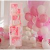 Baby Shower Boxes Party Decorations - 4 pcs Pink Transparent Balloon Boxes