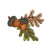Two Acorns Brown with Green Leaves Embroidered Iron on Patch