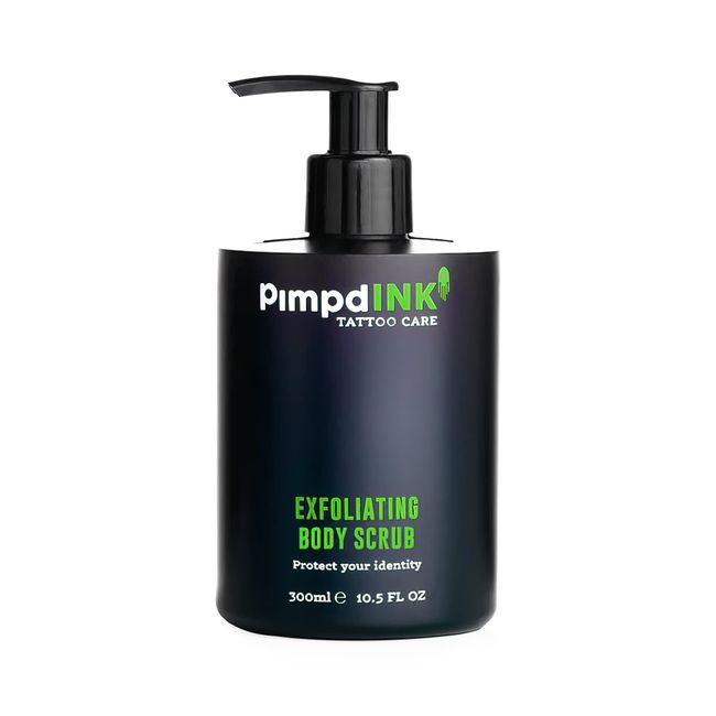 PimpdINK Exfoliating Body Scrub to renew and revitalise your Tattoo's colours (300ml pump bottle)