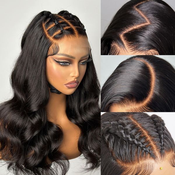 LUVME HAIR 16" Loose Body Wave PartingMax Glueless Wig Human Hair Pre Plucked Pre Cut, 7x6 HD Lace Front Wig Human Hair Long Black Wig