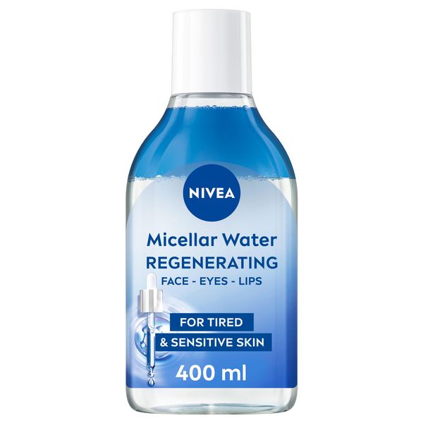 NIVEA Regenerating Serum Infused Micellar Water (400ml), Micellar Cleansing Water with Amino Acid, 5% Panthenol and Squalane, Gentle Waterproof Makeup Remover