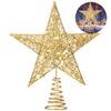 Gold Christmas Tree Topper Star,AOBETAK Glitter Xmas Trees Top Decoration,Metal Wire Stars For Topper Of Christmas Tree Home Decoration 20cm/7.8in
