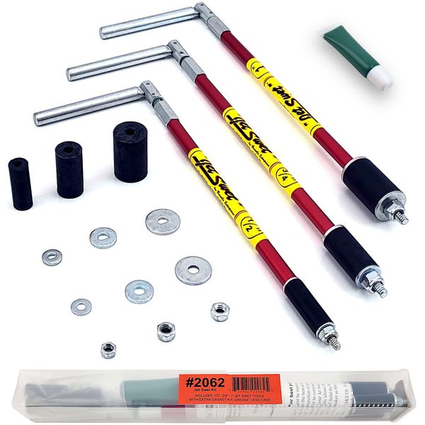 Jet Swet 2062 Kit - Sizes 1/2", 3/4" and 1" Jet Swets (3 Tools) + Set of Replacement Gasket Parts and Waterproof Grease | Plumbing Plugs for Fast Water Line Repairs Solder Without Fully Draining Water