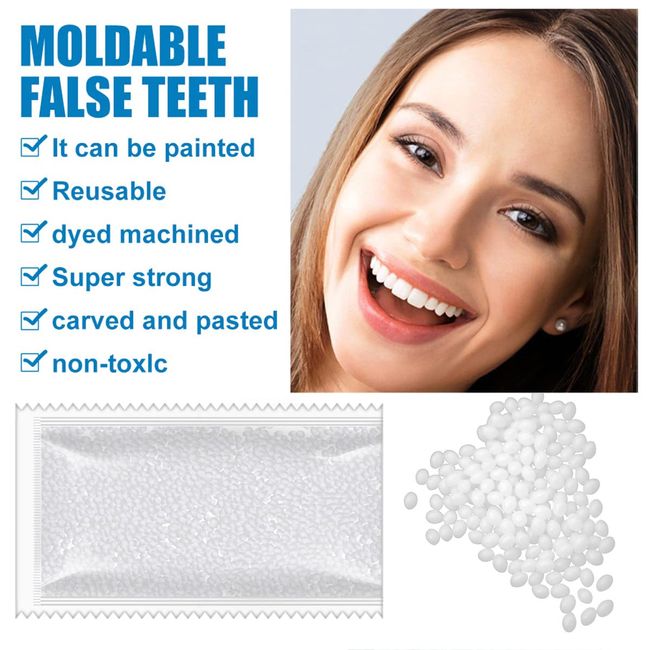 3.5 oz / 100 g Temporary Tooth Repair Kit - Moldable Thermal Fitting Beads  for Filling Fix Missing and Broken Tooth or Adhesive Denture Fake Teeth