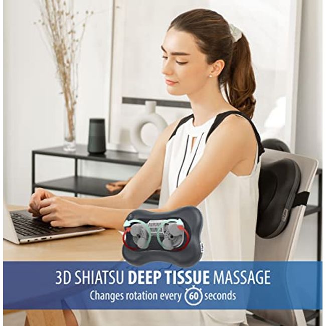 Zyllion Back Neck Shiatsu Massager - Kneading Massage Pillow with Heat for Lower