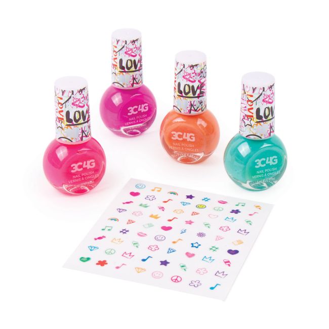 Three Cheers for Girls - Graffiti Street Style Nail Art Set - Kids Nail Polish Set for Girls - Non Toxic, Water Based, Unscented Nail Polish for Kids - Girls Nail Polish Kit for Kids Ages 8-10-12-14