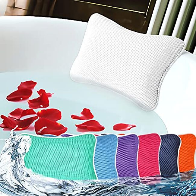  Luxury Bathtub Pillow Bath Pillows for Tub Neck and Back  Support with Non-Slip Suction Cups, 4D Air Mesh Spa Bath Tub Pillow  Headrest Cushion Fit Hot Tub, Bathtub : Beauty 