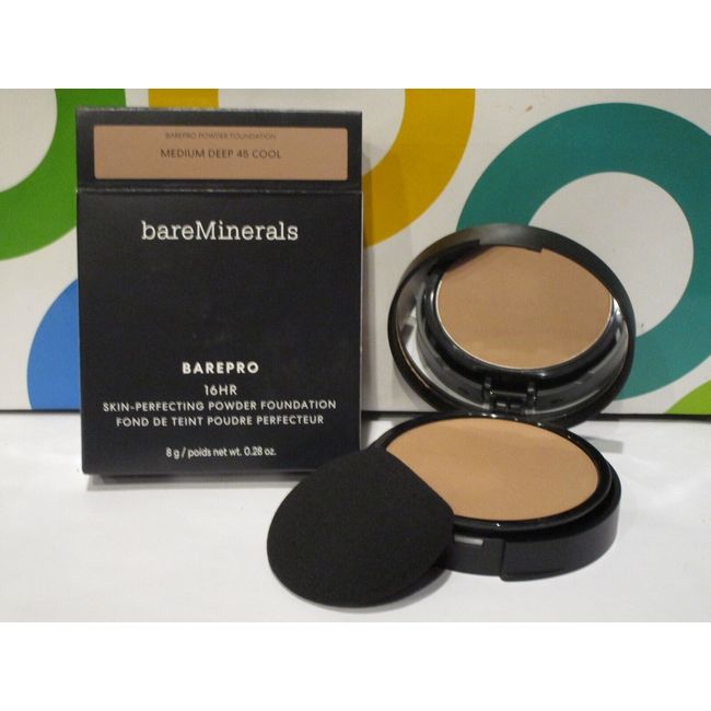 BARE MINERALS ~ BARE PRO 16 HR POWDER FOUNDATION ~ MEDIUM DEEP 45 NEUTRAL