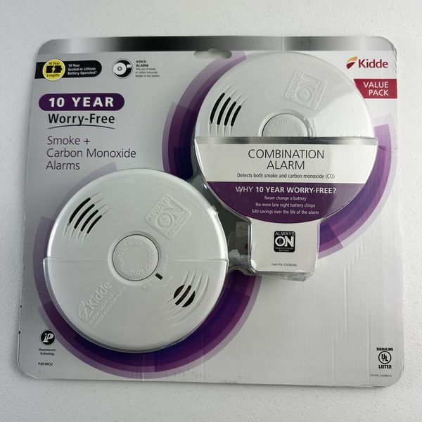 Kidde Combo 2-Pack 10 Year Li-ion Battery Smoke and CO Detectors Voice Alarm