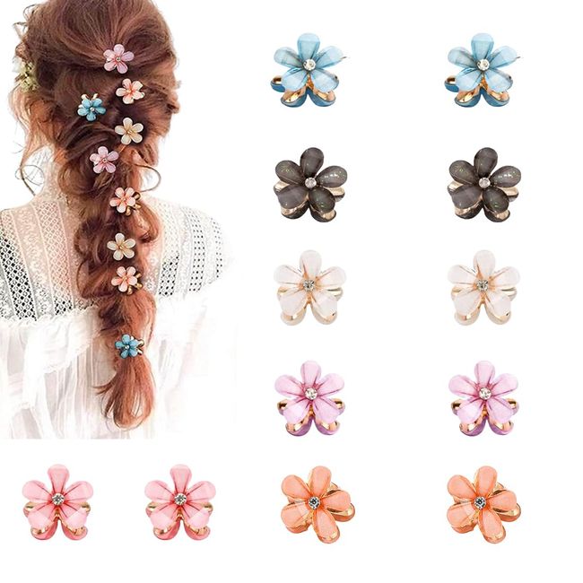 12 Stück Mini Diamant Haarspangen,Kleine Haarspangen Blumen-Haarspangen Haarschmuck,Mini Blumen Haarspange für Damen, Mädchen,süße Mini-Haarspangen,Haarspangen für Foto, Alltag, Party, Hochzeit