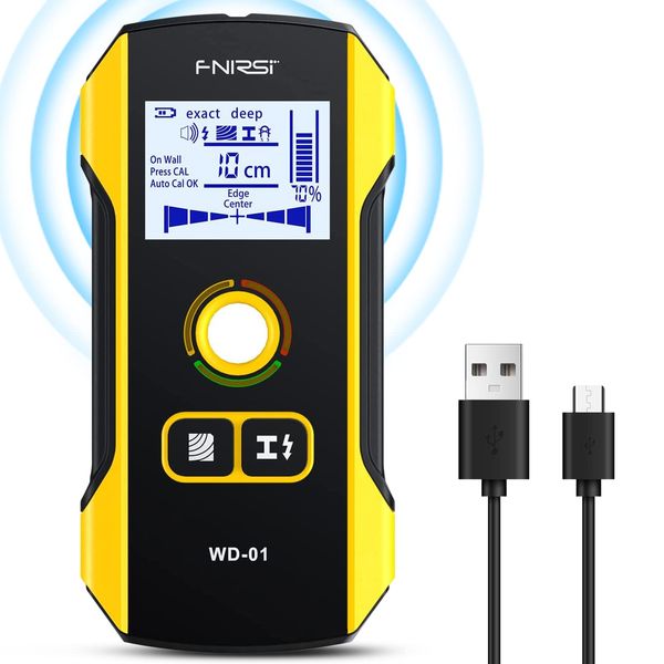 Leitungssucher Ortungsgerät 6 in 1 Stromleitungsfinder - Metalldetektor Kabelfinder Stud Finder Leitungssuchgerät Stromleitungsfinder mit LCD Anzeige & Sprachansage für AC Spannungs Metall Holz