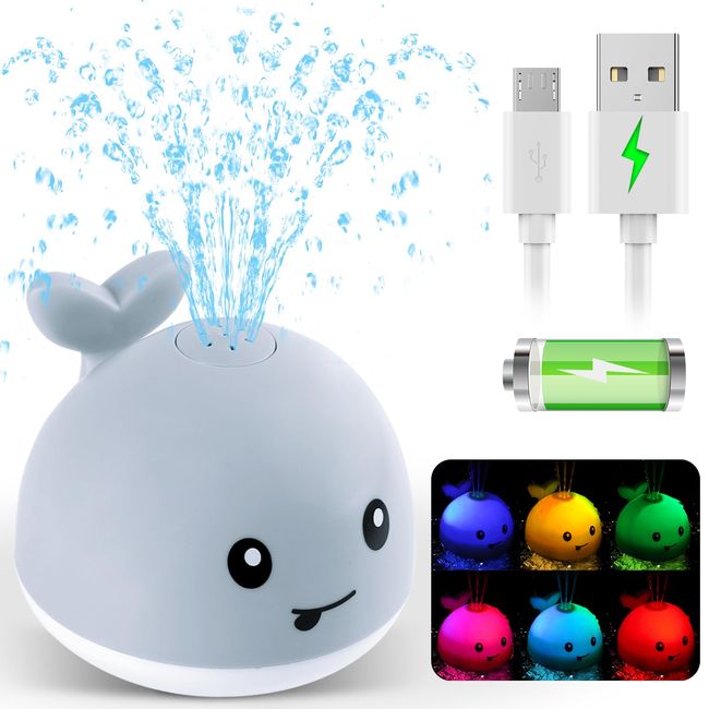 2023 Upgraded Baby Bath Toys, 1500 mAh Rechargeable Bath Toys with Double Layer Waterproof, Light Up Whale Spray Water Bathtub Toys for Toddlers Infant Kids Boys Girls, Pool Bathroom Baby Toy