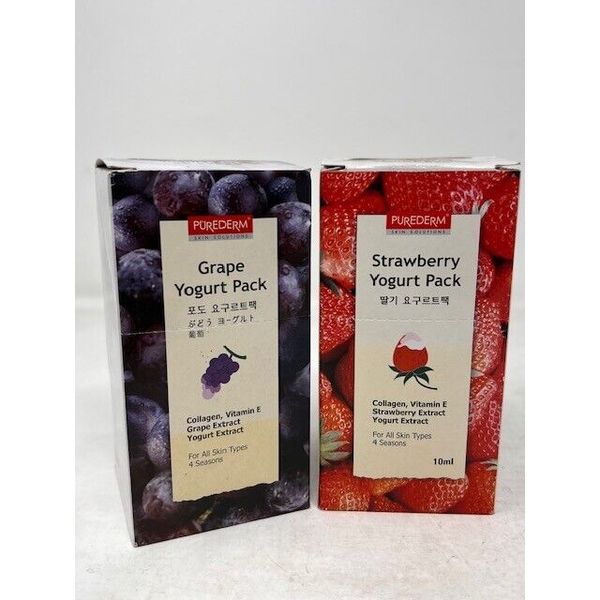 PUREDERM Grape & Strawberry Duo Yogurt Pack (15 pouches each scent)