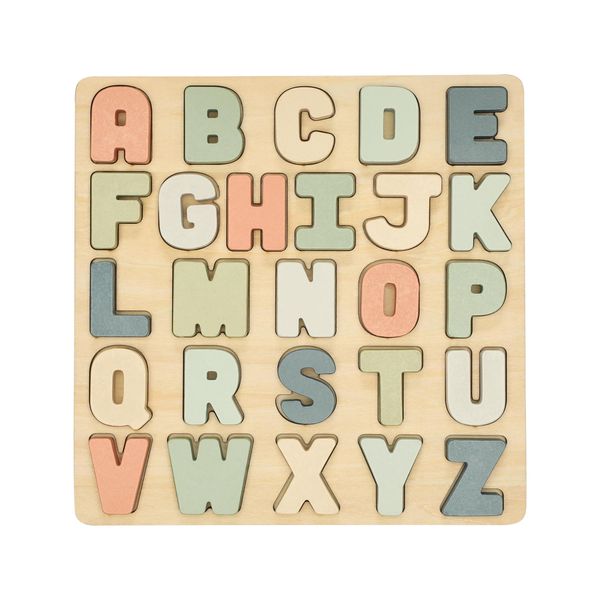 Pearhead Wooden Alphabet Puzzle, Colorful ABC Letters, Interactive Learning Board Educational Montessori Toy, Baby and Toddler Ages 1+ Years