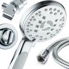AquaSpa High Pressure 6-setting Handheld Shower Head – 6 FT Hose – Wall Bracket