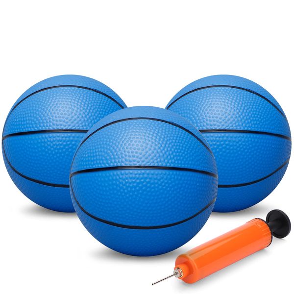 Amarlozn Mini Basketball for Mini Basketball Hoop, 5" Replacement Basketball for Over The Door Basketball Hoop, Little PVC Basketballs for Kids Toddler, Beach Indoor Outdoor Sport Game Gift, Blue