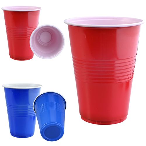 Faburo Red Party Cups Set, 30 Red Blue Plastic Solo Cups Reusable Plastic Party Cups with 6 Ping Pong Balls, 10 Dice for American Party Games