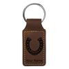 LaserGram Rectangle Keychain, Horseshoe Plain, Personalized Engraving Included (Chocolate Brown)