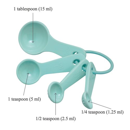 UPware 4-Piece Multi-Purpose Liquid and Dry Melamine Measuring Spoons Set, Home Essentials Cooking and Baking Tools, Measuring Spoons (Latte Blue)
