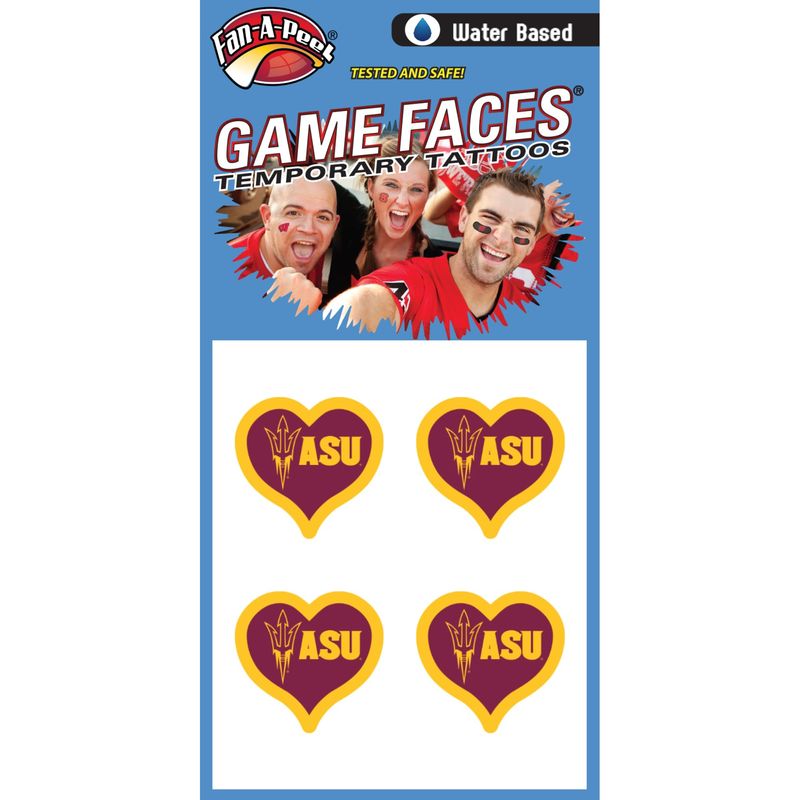 FAN-A-PEEL Arizona State University Heart Cheek/Face Tattoos, Pack of 4 ...