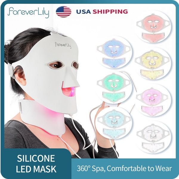 7 Colors Silicon LED Phototherapy Device Face Neck Mask Skin Rejuvenation Beauty