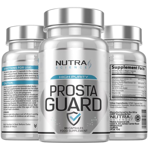 Prosta Guard – Prostate Supplements for Men, Advanced Prostate Support Complex with Stinging Nettle Root, Pumpkin Seed | 90 Vegan Capsules