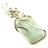 Aquamarine Gemstone Silver Plated Wire Wrapped Pendant