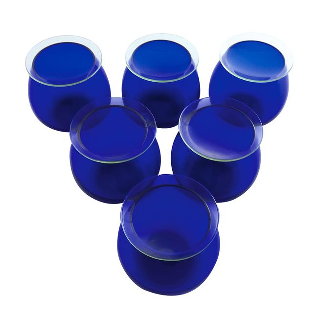 Labbox KENZIUM - Pack of 6 Blue Olive Oil Tasting Glasses + 10 Lids | Glass | Volume: 130 ml | for Professionals, Also Ideal for Decoration