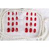 24 Pcs Handmade Nail Tips Bride Golden Beads Circle Decoration Cute Elegant Bride Nail Tips (Cherry )