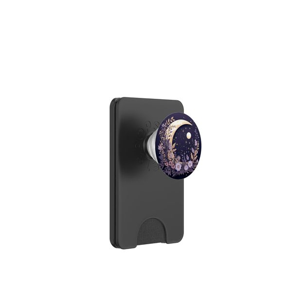 Boho Moon And Wildflowers PopSockets PopWallet for MagSafe