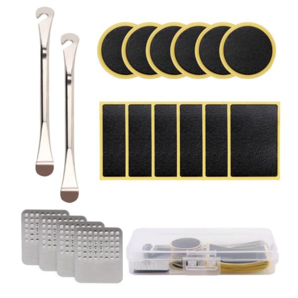 DFsucces Bicycle Tire Repair Kit, 18-Piece Set, Emergency Tire Repair Bicycle, Puncture Repair Kit, Emergency Repair, Repair Kit, No Adhesive, Convenient, Easy Patch Kit, Versatility (Set of 18)