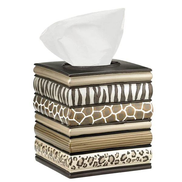 Popular Bath Safari Stripes, Tissue Box, Chocolate
