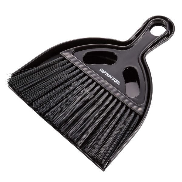 Captain Stag UG-3289 Dustpan Broom BBQ Clean Up Mini Broom Set, Black, Width 6.5 x Depth 7.9 x Thickness 1.2 inches (165 x 200 x 30 mm)