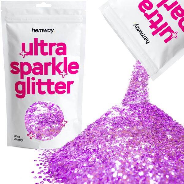 Lavender Purple Extra Chunky Ultra Sparkle Glitter, 100g / 3.5oz Glitters Powder Packs for Resin, Craft Glitter for Tumblers Candle Slime, Festival Body Face Nail Glitter Purple