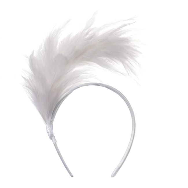 MWOOT 1920s Feathered Fascinator, Vintage Feather Headband, White Feather Headpiece, Hair Headwear Accessories for Carnival Masquerade Decor, Ball Venetian Prom Costume Party Accessories